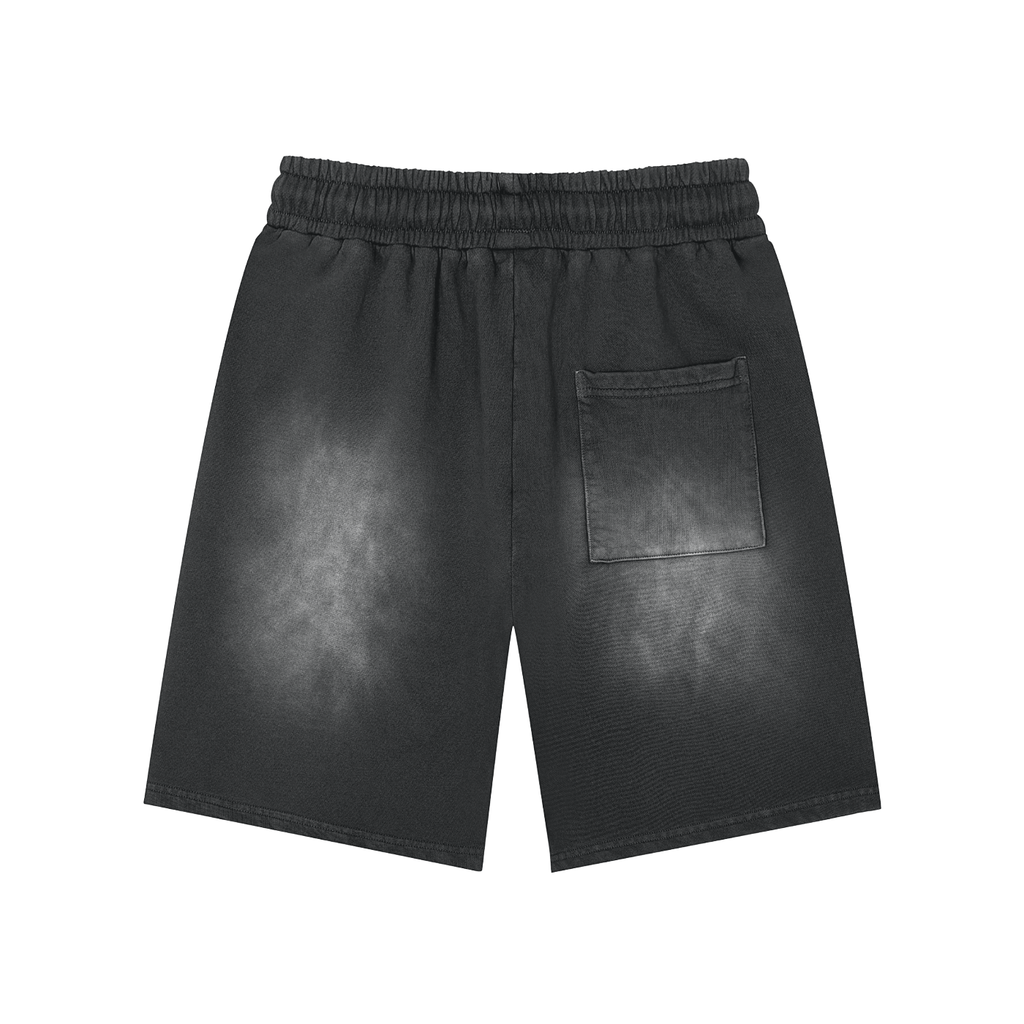 Black "Be Yourself" Washed Shorts